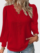 Serenza | Premium V-Neck Blouse - Red