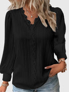 Serenza | Premium V-Neck Blouse - Black